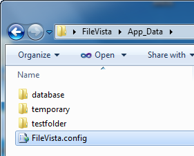 Locating the configuration file FileVista.config